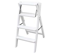 LUTFI Sgabello pieghevole a scala Sedie for scale creative Scaletta in legno a 4 livelli Panca for scarpe portatile Scaletta for la casa for adulti e bambini Sgabelli(Blanc)