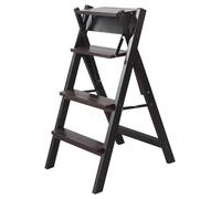 LUTFI Sgabello pieghevole a scala Sedie for scale creative Scaletta in legno a 4 livelli Panca for scarpe portatile Scaletta for la casa for adulti e bambini Sgabelli(Noir)