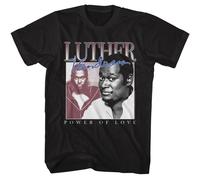 Luther Vandross - Potenza Di Love - Nero Anteriore Stampa Manica Corta Adulto