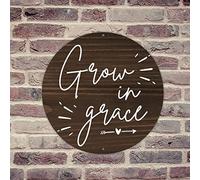 lutieger Grow in Grace, decorazione da parete in metallo retrò per pub, club, ingresso negozio, 30,5 x 30,5 cm, targa metallica rotonda personalizzata per esterni