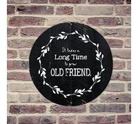 lutieger It Takes A Long Time to Grow an Old Friend Vintage Metal Man Cave Decor for Restaurants Shop House 30,5 x 30,5 cm Round Friends Neighbors Country Metal Sign per garage Tin Signs
