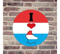 lutieger Negozio Decorazione domestica Targa in metallo I Love My Country Lussemburgo Regali personalizzati Poster Mappa del mondo Bandiera dello Stato Targa in alluminio personalizzata per recinzione