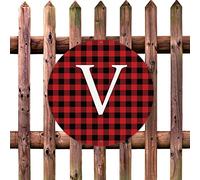 lutieger Segni da garage chic personalizzati alla moda con lettera iniziale V segni alfabeto inglese monogrammato metallo latta segno per recinzione, cortile, cancello, decorazioni murali 30,5 x 30,5