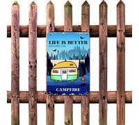 lutieger Summer Camping Life is Better Around The Campsite Farmhouse Camping Signs Metal Metal Tin Sign Hand Pained Garden Yard Decor Rust-Free Durevole Rustico Alluminio Decorazione da parete 30,5 x