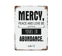 lutieger Targa in alluminio vintage con scritta "Mercy, Peace and Love Be Yours in Abundance", 40,6 x 30,5 cm