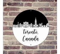 lutieger Targa in latta vintage alla moda chic Canada Toronto segni USA Street Painting State Building Targa in metallo per lounge porta d'ingresso ufficio camera decorazione per uomo 30,5 x 30,5 cm