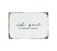 lutieger Targhe in metallo A Goal is A Dream with A Deadline. Targa in latta in stile retrò Farm Ranch Country Bar Restaurant Decorazione da parete 20,3 x 30,5 cm