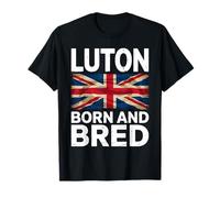 Luton Born And Bred Bandiera Gran Bretagna Regno Unito Maglietta