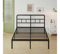 Lutown-Teen Struttura Letto 140x200 cm con Rete a Doghe, Giroletto Matrimoniale Alta 36 cm con Testiera, Rete 140x200 con Contenitore Sotto il Letto in Ferro, Montaggio Facile, Silenzioso, Nero