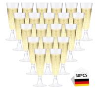Lutranstra 60 Pezzi Flute,160ml Bicchieri Da Champagne,Calici Natalizi, Calice Riutilizzabili Trasparente Calici In Plastica,Calici Vino Per Feste, Matrimoni, Compleanni (60)