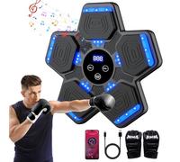 Lutranstra Macchina da Boxe Musicale, Macchina Music Boxing Machine Bluetooth con 5 velocità, LED e Guantoni per Ritmo Beat Punch - Adulti e Bambini Casa/Gym (Nero)