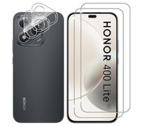 Lutree Pellicola protettiva in vetro temperato per Honor 400 Lite 5G, confezione da 2 + 2 pellicole proteggi schermo + pellicola protettiva per obiettivo della fotocamera, durezza 9H, pellicola HD