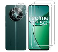 Lutree per Realme 12+ 5G/ Realme 12 Plus 5G/ Realme 12 4G (No 5G) Vetro Temperato, 2+2 Pezzi Pellicola Protettiv Pellicola Fotocamera, Durezza 9H Anti-Graffio HD Senza Bolle Protezione Schermo