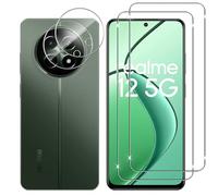Lutree per Realme 12 5G/ Realme 12x 5G Vetro Temperato, 2+2 Pezzi Pellicola Protettiva+ Pellicola Fotocamera, Durezza 9H Anti-Impronte Anti-Graffio HD Senza Bolle Protezione Schermo