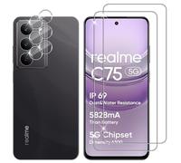 Lutree per Realme C75 5G Vetro Temperato, 2+2 Pezzi Pellicola Protettiva+ Pellicola Fotocamera, Durezza 9H Anti-Graffio HD Senza Bolle Protezione Schermo