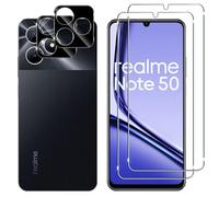 Lutree per Realme Note 50 /Realme C51 Vetro Temperato, 2+2 Pezzi Pellicola Protettiva+ Pellicola Fotocamera (Nera), Durezza 9H Anti-Impronte Anti-Graffio HD Senza Bolle Protezione Schermo