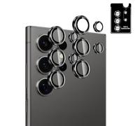 Lutree per Samsung Galaxy S24 Ultra 5G Pellicola Protettiva Fotocamera, 2 Pezzi Durezza 9H Lenti Individuali Protezione Schermo, Anello in Metallo+Vetro Temperato, HD Anti-Graffio -Nero