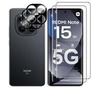 Lutree per Xiaomi Redmi Note 15 5G/ Poco M8 5G Vetro Temperato, 2+2 Pezzi 3D Pellicola Protettiva+ Pellicola Fotocamera (Nera), Durezza 9H Anti-Graffio Anti-Impronte HD Senza Bolle Protezione Schermo