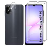 Lutree Vetro temperato per Samsung Galaxy A07 4G Lite 5G, confezione da 2 + 2 pellicole protettive per lo schermo + pellicola protettiva per obiettivo della fotocamera, durezza 9H, pellicola HD senza