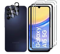 Lutree Vetro Temperato per Samsung Galaxy A15 4G&5G, 2+2 Pezzi Pellicola Protettiv Pellicola Fotocamera(Nera), Durezza 9H Anti-Graffio Anti-Impronte HD Senza Bolle Protezione Schermo