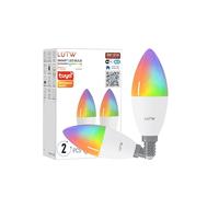LUTW Lampadine Alexa E14, 5W 470LM Lampadina Smart E14 C37 Compatibile con Alexa/Google Home, Dimmerabile Lampadina Wifi attacco piccolo, Lampadine LED RGBCW, WiFi 2.4GHz & Bluetooh, 2 Pezzi