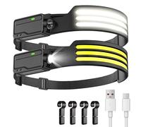 LUTW LED Torcia Frontale con Sensore Movimento, Ricaricabile USB Lampada Frontale Batteria 1200mAh, IPX4 Impermeabile Luce da Testa per Campeggio Corsa Pesca, 2 Pezzi