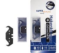 LUTZ BLADES - Lame a gancio professionali, colore nero, taglierino, spessore 18 mm, 0,5 mm, 10 lame di ricambio extra affilate e precise per taglierini e taglierini, per tappeti, lavori in pelle, carta da parati bagnata, coltello in pellicola