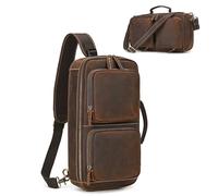 LUUFAN Borsa a tracolla in vera pelle da uomo, convertibile a vita 2 in 1 Fanny Pack grande capacità Crossbody Bag con tracolla regolabile per sport, viaggi, escursioni, caffè