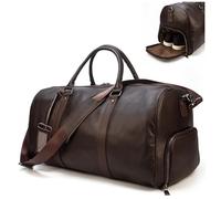 Luufan Borsa da Viaggio in pelle Unisex Borsa da Viaggio Vintage (Brown-55cm)