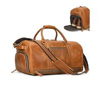 LUUFAN Borsa da viaggio in vera pelle Ampio bagaglio a mano con scomparto per le scarpe, uomini donne borsa a tracolla vintage per vacanze e viaggi d'affari