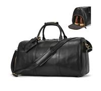 LUUFAN Borsa da viaggio in vera pelle per gli uomini grande capacità bagagli Duffel Bag con scomparto per scarpe, borsa a tracolla per vacanze viaggio d'affari all'aperto, nero, 52-9804hs-nero, Stile