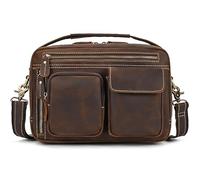 LUUFAN Borse a tracolla da uomo in vera pelle, borsa a tracolla da viaggio, multi tasca, borsa a tracolla per tempo libero, lavoro, attività all'aperto