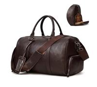 LUUFAN Borsone da viaggio in pelle di grande capacità con scomparto per scarpe, borsa a tracolla da uomo e donna, per weekend, vacanze, viaggi di lavoro, 45 cm, marrone, Retro