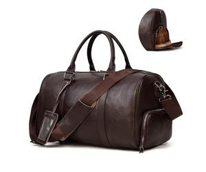 LUUFAN Borsone da viaggio in pelle di grande capacità con scomparto per scarpe, borsa a tracolla da uomo e donna, per weekend, vacanze, viaggi di lavoro, 45 cm, marrone, Retro