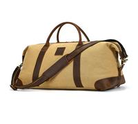 LUUFAN Borsone da viaggio in tela vera pelle borsa da fine settimana per donne uomini borsa a mano per la notte 50L