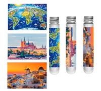 LUUFAN Confezione da 3 mini puzzle per adulti, 150 pezzi, piccoli puzzle impegnativi, 15 x 10 cm, giochi di intrattenimento per la decorazione della casa (mondo, castello di Praga, tramonto di