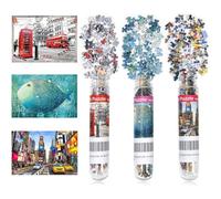 LUUFAN Confezione da 3 mini puzzle per adulti, 150 pezzi, puzzle 6x4 pollici (Londra, Time Square, pesce e casa)