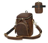 LUUFAN Marsupio da uomo in pelle per attività all'aperto, viaggi, escursionismo, colore marrone, Marrone, Marsupio