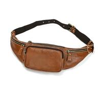 LUUFAN Marsupio da uomo in pelle regolabile, cintura sottile, borsa per cellulare, per sport, viaggi, escursionismo, marrone chiaro, 1030zs-marrone, casual