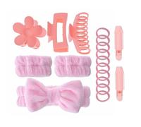 LUUFAN Set di 18 cerchietti per la cura della pelle, per lavare il viso, trucco e spa, morbidi elastici per capelli, fermagli per capelli, cerchietti temporanei, per donne e ragazze, rosa
