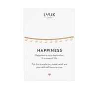 LUUK LIFESTYLE Bracciale in Acciaio Inossidabile con ciondoli a Forma di Luna con Messaggio Happiness, Regalo per la Migliore Amica, Rosa