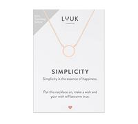 LUUK LIFESTYLE Catenella argento sterling 925, 50cm con ciondolo ad anello e messaggio SIMPLICITY, portafortuna, rosa