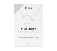 LUUK LIFESTYLE Catenina con pendente cerchi |anelli intrecciati e con frase SIMPLICITY, argento sterling 925 simbolo d'amore e d'unione, oro