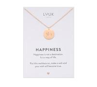 LUUK LIFESTYLE Collana con ciondolo a forma di cicogna, idea regalo unica per baby shower con dedica HAPPINESS, rosa