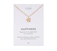 LUUK LIFESTYLE Collana con ciondolo a forma di fiore, idea regalo personale per la migliore amica con dedica HAPPINESS, resistente all'acqua, rosa