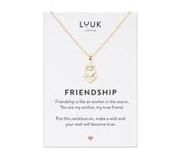 LUUK LIFESTYLE Collana con Ciondolo Cuore e Ancora, Oro, 50cm