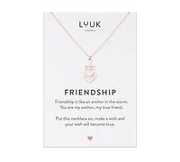 LUUK LIFESTYLE Collana con Ciondolo Cuore e Ancora, Oro Rosa, 50cm
