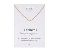 LUUK LIFESTYLE Collana con Ciondolo Diverso con carta HAPPINESS, 50cm | Ciondolo Diverso, Acciaio Inossidabile, Impermeabile, Ipoallergenico, Catena Regolabile, Idea Regali donna, Lei