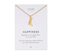 LUUK LIFESTYLE Collana con Ciondolo Diverso con carta HAPPINESS, 50cm | Ciondolo Diverso, Acciaio Inossidabile, Impermeabile, Ipoallergenico, Catena Regolabile, Idea Regali donna, Lei
