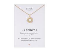 LUUK LIFESTYLE Collana con ciondolo diverso e acciaio inossidabile 50 cm, con carta HAPPINESS, idea regali donna, lei, ragazza, compleanno, portafortuna, gioielli elegante, argento, or, rosa